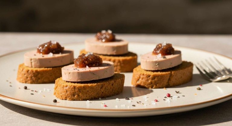 Un apéritif chic express ? Ces canapés de pain d'épices avec du foie gras et un confit de figues