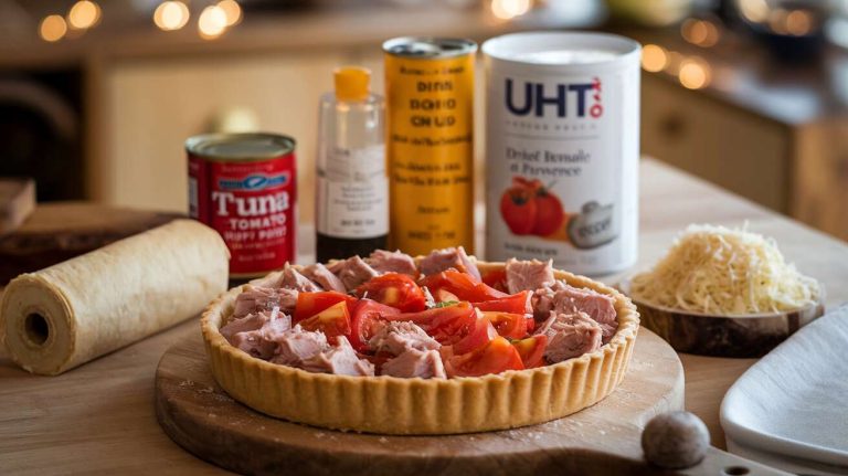 « J&rsquo;ai fait cette recette de tarte au thon et à la tomate, c&rsquo;est simple, rapide et parfait pour un dîner léger »