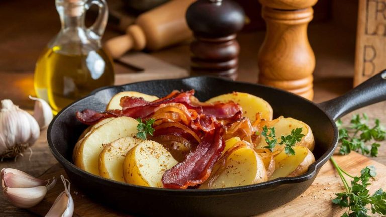 Un plat unique en 25 minutes ? Cette poêlée campagnarde aux pommes de terre, lardons et oignons