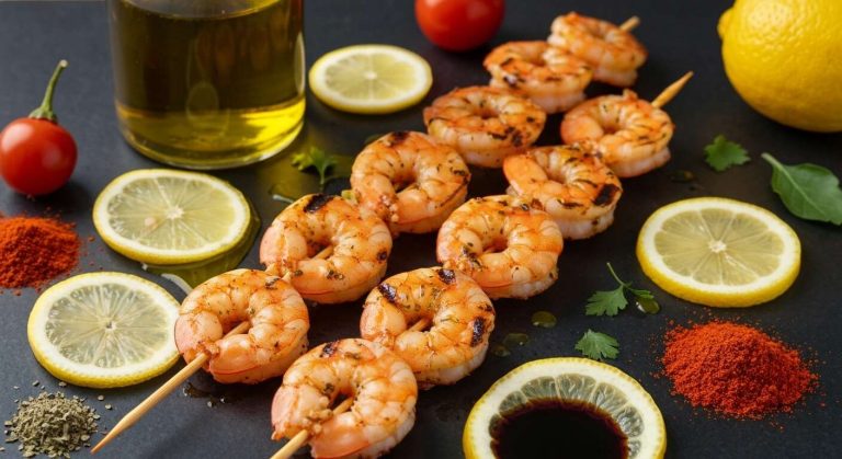 Le secret pour des brochettes de gambas qui ne sont pas sèches, c'est une marinade rapide
