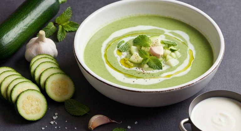 15 minutes pour ce velouté de courgettes à la menthe, une entrée fraîche et légère avant un plat plus riche